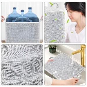 Cutie de Depozitare cu Fermoar, Flippy, Pliabila, Maner Ranforsat, Fermoar Rezistent, pentru Haine, Paturi, Plapumi, Perne, Lenjerii de Pat, Jucarii, 61x50x71 cm, 210 Litri, Gri - Img 4