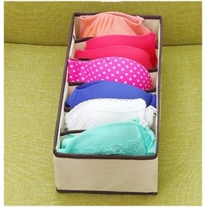 Cutie De Depozitare, Flippy, Pentru Lenjerie, Sosete Si Sutiene, Material Textil, 6 Compartimente, 32 x 16 x 10 cm, Culoare Bej - Img 2