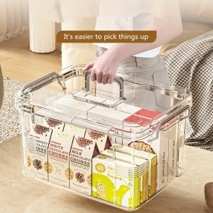 Cutie De Depozitare, Flippy, Tip Valiza, pentru Alimente, Jucarii, Accesorii, Transparent-Gri, Marime L, 38.5x27.5x22 cm - Img 5