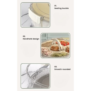 Cutie de Depozitare pentru Alimente, Flippy, cu 6 Compartimente, pentru Condimente, Fructe, Legume, cu Manere de Prindere, Rotativa 360 de Grade, Inchidere Ermetica, 32x8 cm, Alba - Img 3