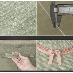 Cutie de Depozitare Pliabila, Flippy, Cu fermoar Bidirectional, 66 L, Textil, 50x40x33 cm, Cadru Metalic, o Fereastra, Suport Baza Stabil din Plastic, Verde - Img 3