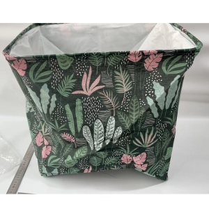 Cutie de Depozitare Pliabila, Flippy, Impermeabila, cu Snur, Capacitate 100 L, cu Manere, 50x50x40cm, Model Frunze, Verde - Img 6