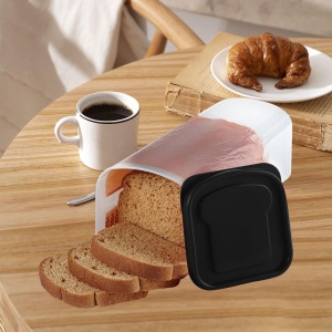 Cutie Depozitare Paine, Flippy, din Plastic, 34 x 13 cm, Pastreaza Prospetimea, Capac Negru - Img 3