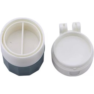 Cutie Pastile Multifunctionala, Flippy, 4 in 1, Pahar Apa, Taiere, Sfaramare, Depozitare, Compact, ABS cu Lama din Inox, Alb/Verde, 8.7x6.2x4.1 cm - Img 6