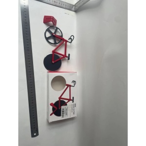 Cutit pizza creativ Flippy, in forma de bicicleta, cu suport pentru cutit, 19 x 12.5 cm, otel/PP, negru - Img 7