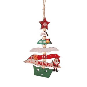 Decoratiune de Craciun din Lemn, Flippy, cu Snur pentru Agatare in Brad, Model Brad de Craciun, Scris May Your Days Be Merry And Bright, 17x12.8x0.4 cm, Multicolor - Img 1