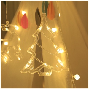 Decoratiune de Craciun Luminoasa in forma de Brad, 21x13 cm, cu Ventuza, Alb Cald, Flippy - Img 4