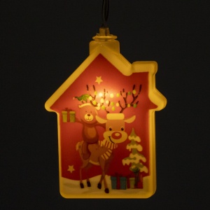 Decoratiune de Craciun Luminoasa in forma de casa, 11.5 x 9.7 cm, cu ren, cu agatatoare, Alb Cald, Flippy - Img 4
