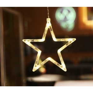 Decoratiune de Craciun Luminoasa in forma de Stea 19x18 cm, cu Ventuza, Alb Cald, Flippy - Img 2