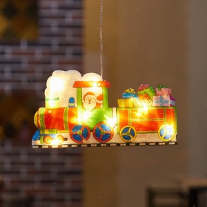 Decoratiune de Craciun pentru fereastra Flippy, trenulet, cu LED-uri, 26 cm, alb cald - Img 3