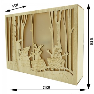Decoratiune luminoasa, Flippy, Peisaj de iarna - Mos Craciun, maro, lungime: 21 cm, latime: 5 cm, inaltime: 16 cm, lemn, interior/exterior - Img 6