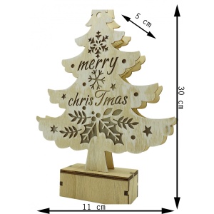Decoratiune luminoasa, model de Brad cu inscriptie Marry Christmas, alb, lungime: 11 cm, latime: 5 cm, inaltime: 30 cm, lemn, interior/exterior - Img 5