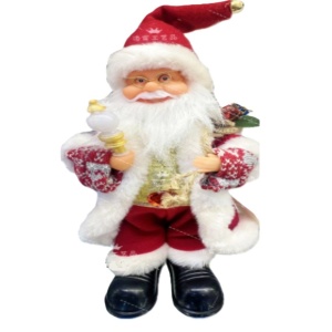 Decoratiune Mos Craciun, Flippy, Animat, care Canta si Danseaza, Imbracat Festiv, 30 x 10 x 12 cm, Rosu