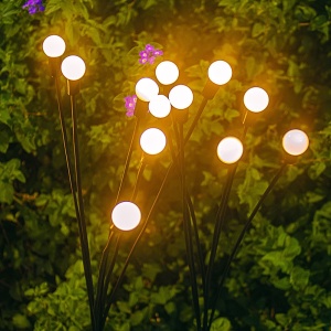 Decoratiune pentru gradina cu incarcare solara, 6 bulbi, alb cald - Img 2