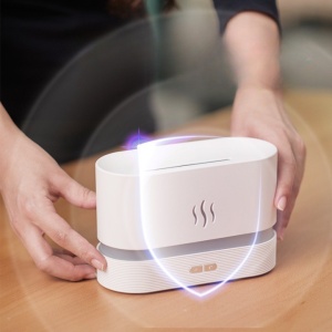 Difuzor de ulei esential cu flacara Flippy, aromaterapie, umidificator de aer, rezervor 180 ml, simulare efectelor de iluminare a flacarii, lumina veghe ajustabila, alb - Img 3