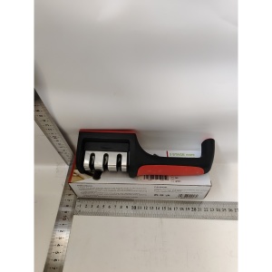 Dispozitiv pentru ascutit cutite Flippy, cu 3 pozitii, rosu/negru, material inox si ABS, 21.5x5x6 cm - Img 5