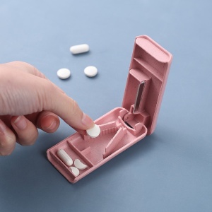 Dispozitiv taiere si depozitare medicamente, Flippy, Roz, Plastic, 8 x 4 x 1.8 cm - Img 6