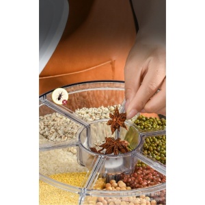 Dozator de cereale Flippy, rotativ 360, 6 compartimente, capacitate 3 L, rezistent la umezeala, inchidere etansa, verde inchis - Img 10