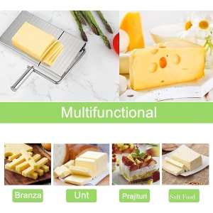 Feliator manual Flippy, pentru cascaval, salam, prajituri, unt, din otel inoxidabil, usor de curatat si utilizat, 5 lame de schimb incluse, picioare antiderapante, 21 x 12.2 x 2.8 cm, argintiu - Img 6