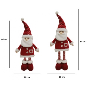 Figurina Decorativa, Pentru Craciun, Flippy, Mos Craciun, Picioare Telescopice, Inaltime Reglabila 44-54cm, Caciula cu Inimioare, Alb/Rosu - Img 2