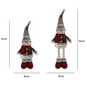 Figurina Decorativa, Pentru Craciun, Flippy, Om de Zapada, Picioare Telescopice, Inaltime Reglabila 44-54cm, Caciula cu Fugi, Rosu/Gri - Img 2