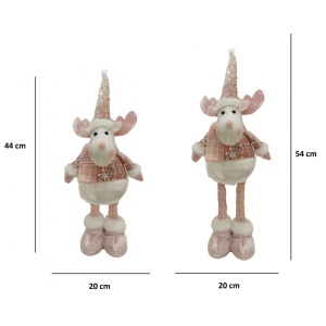 Figurina Decorativa, Pentru Craciun, Flippy, Ren, Picioare Telescopice, Inaltime Reglabila 44-54cm, Bluza cu Paiete, Roz - Img 2