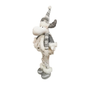 Figurina Decorativa, Pentru Craciun, Flippy, Ren, Picioare Telescopice, Inaltime Reglabila 52- 82 cm, Pantaloni Luciosi, Alb/Argintiu - Img 4