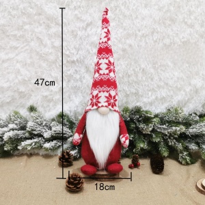 Figurina Decorativa, Pentru Craciun, Flippy, Spiridus, Omul Padurii cu Barba Lunga, Inaltime 47 cm, Rosu - Img 4