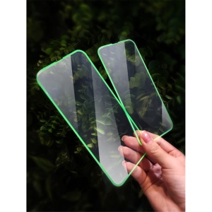 Folie de Sticla Securizata pentru Apple iPhone 15 Pro Max, Flippy, Luminous, Margine Fosforescenta Neon din Silicon, Mat, Anti-Amprenta, Protectie Completa, 9H, Verde - Img 9