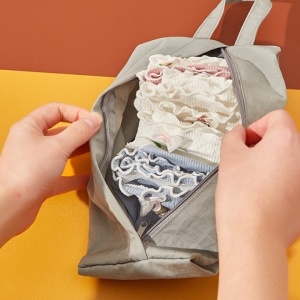 Geanta de Depozitare, Flippy, Pentru Haine Mici, Lenjerie, Sosete, Cosmetice, Impermeabila, cu Maner, 10x20x3 cm, Gri - Img 5