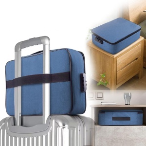 Geanta Flippy pentru Depozitare Acte si Documente, Facturi, Carduri, cu Cod de Securitate, 2 Compartimente, Impermeabila, 37 x 10.5 x 27 cm, Albastru Marin - Img 2