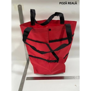 Geanta Pliabila, Flippy, 2 in 1, Carucior cu Roti, pentru Cumparaturi, 19 l, Rosu, Plastic, 39 x 46 x 12 cm - Img 10