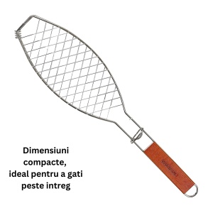 Gratar Grill Inox pentru Peste, Flippy, cu Maner, de Dimensiuni Reduse, Usor de Transportat si Depozitat, Argintiu, 56x12 cm - Img 4