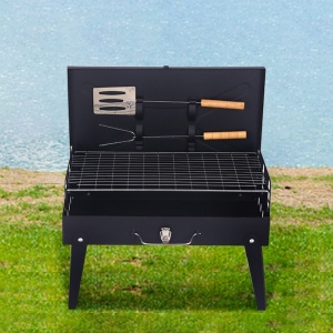 Gratar Portabil, Flippy, Pliabil, Tip Servieta, cu Accesorii pentru Gatit Incluse, Confectionat din Metal, 46x43x26 cm, Negru - Img 4