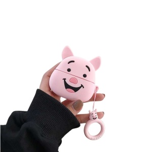 Husa AirPods cu Inel Prindere Model 1 Porc Roz - Img 1