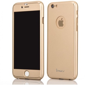 Husa Apple iPhone 7 IPAKY Full Cover 360 Auriu + Folie Cadou - Img 2