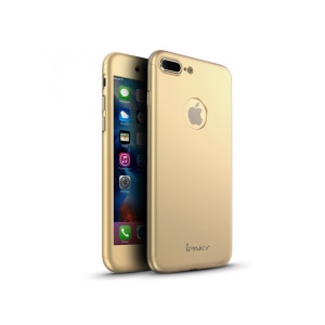 Husa Apple iPhone 7 Plus IPAKY Full Cover 360 Auriu + Folie Cadou - Img 7