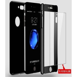 Husa Apple iPhone X Full Cover 360 Negru lucios + Folie de protectie - Img 4