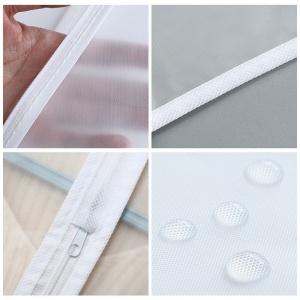 Husa de Depozitare cu Fermoar, Flippy, pentru Haine, de Protectie, pentru Voiaj, Netesut, Rezistent la Praf, 60x120 cm, Transparent-Alb - Img 2