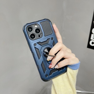 Husa de protectie Flippy compatibila cu Apple iPhone 13 Pro Defender Model 4 cu suport,Albastru - Img 2