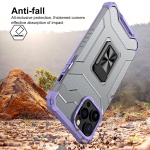 Husa de protectie Flippy compatibila cu Apple iPhone 13 Pro Max Acrylic Armor cu suport Mov - Img 5