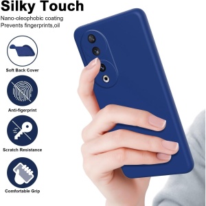 Husa de Protectie, Flippy, pentru Honor 90, Liquid Silicone, cu Microfibra pe Interior, Protectie Antisoc, Compatibil Incarcare Wireless, Albastru - Img 4