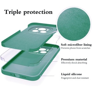 Husa de Protectie, Flippy, pentru Honor Magic 6 Pro, Liquid Silicone, cu Microfibra pe Interior, Protectie Antisoc, Compatibil Incarcare Wireless, Verde - Img 2