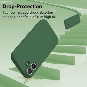 Husa de Protectie, Flippy, pentru iPhone 16, Liquid Silicone, cu Microfibra pe Interior, Protectie Antisoc, Compatibil Incarcare Wireless, Verde - Img 3