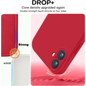 Husa de Protectie, Flippy, pentru iPhone 16, Liquid Silicone, cu Microfibra pe Interior, Protectie Antisoc, Compatibil Incarcare Wireless, Rosu - Img 3