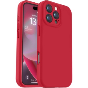 Husa de Protectie, Flippy, pentru iPhone 16 Pro Max, Liquid Silicone, cu Microfibra pe Interior, Protectie Antisoc, Compatibil Incarcare Wireless, Rosu - Img 1