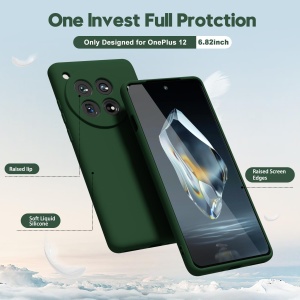 Husa de Protectie, Flippy, pentru OnePlus 12 5G, Liquid Silicone, cu Microfibra pe Interior, Protectie Antisoc, Compatibil Incarcare Wireless, Verde - Img 6