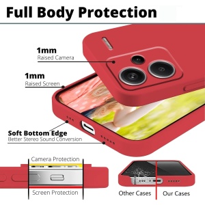 Husa de Protectie, Flippy, pentru Xiaomi Redmi Note 13 Pro Plus 5G, Liquid Silicone, cu Microfibra pe Interior, Protectie Antisoc, Compatibil Incarcare Wireless, Rosu - Img 4
