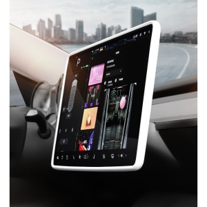 Husa de Protectie Margini Ecran Frontal Tesla, Flipp, Compatibil cu Tesla Model 3/Y, din TPE, Alb - Img 5