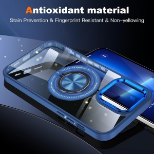 Husa de Protectie TPU, Flippy, pentru iPhone 16 Pro Max, cu Incarcare Wireless, Tehnologie Magsafe, Inel Magnetic Rotativ cu Functie de Suport, Transparent-Albastru Inchis - Img 7